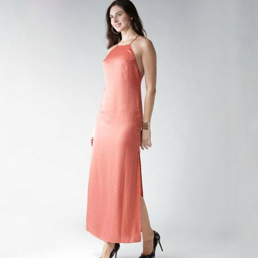Forever 21 Rust Orange Satin Maxi Dress